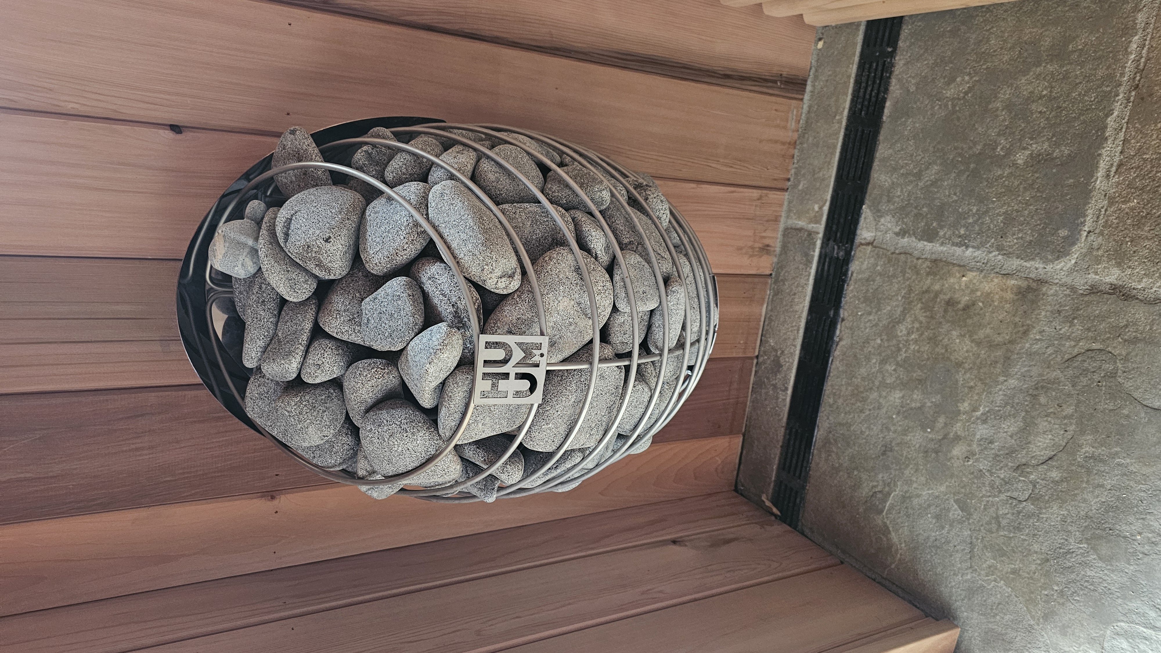 Sauna heater stones close-up