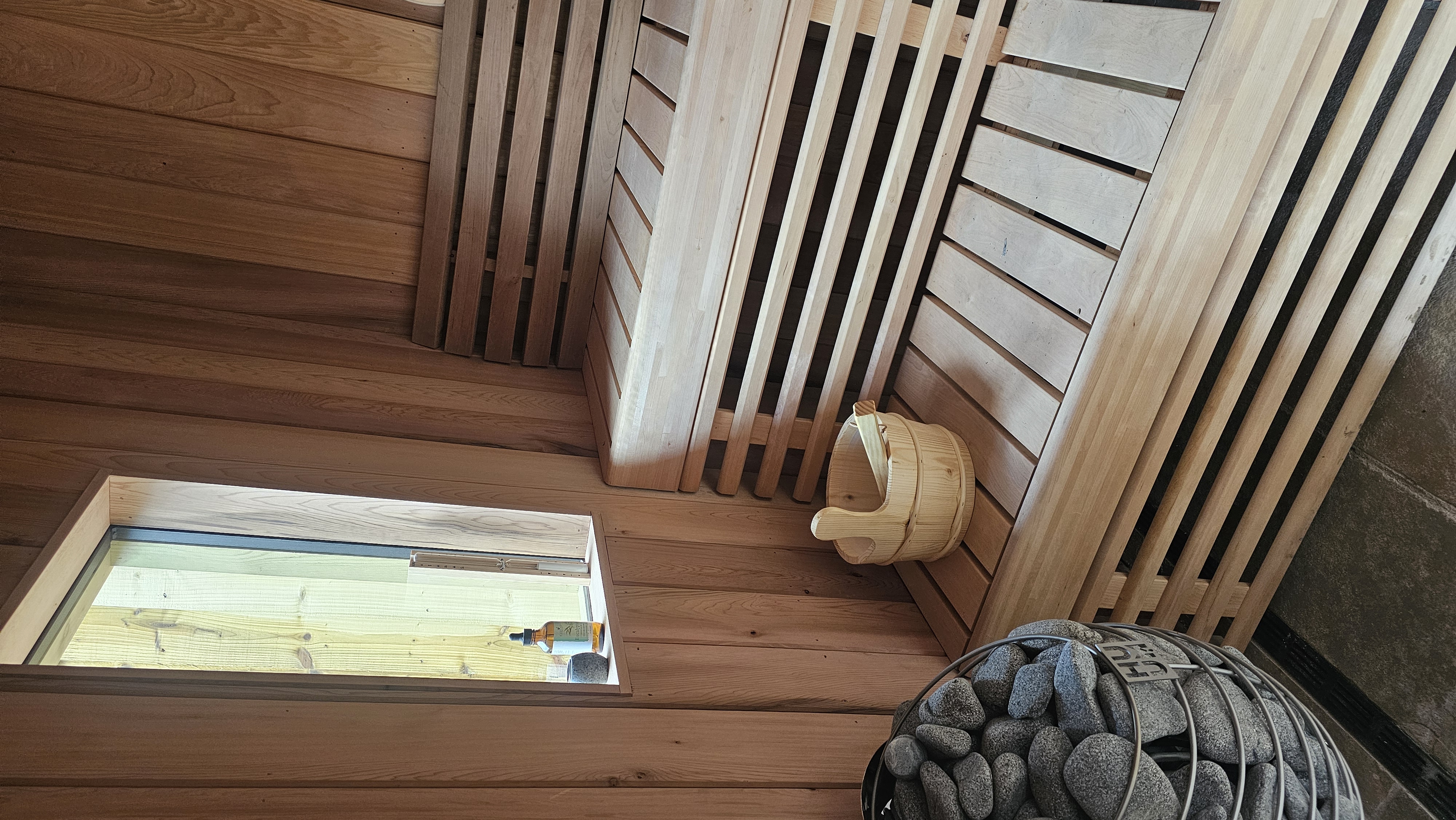 Sauna interior overhead view